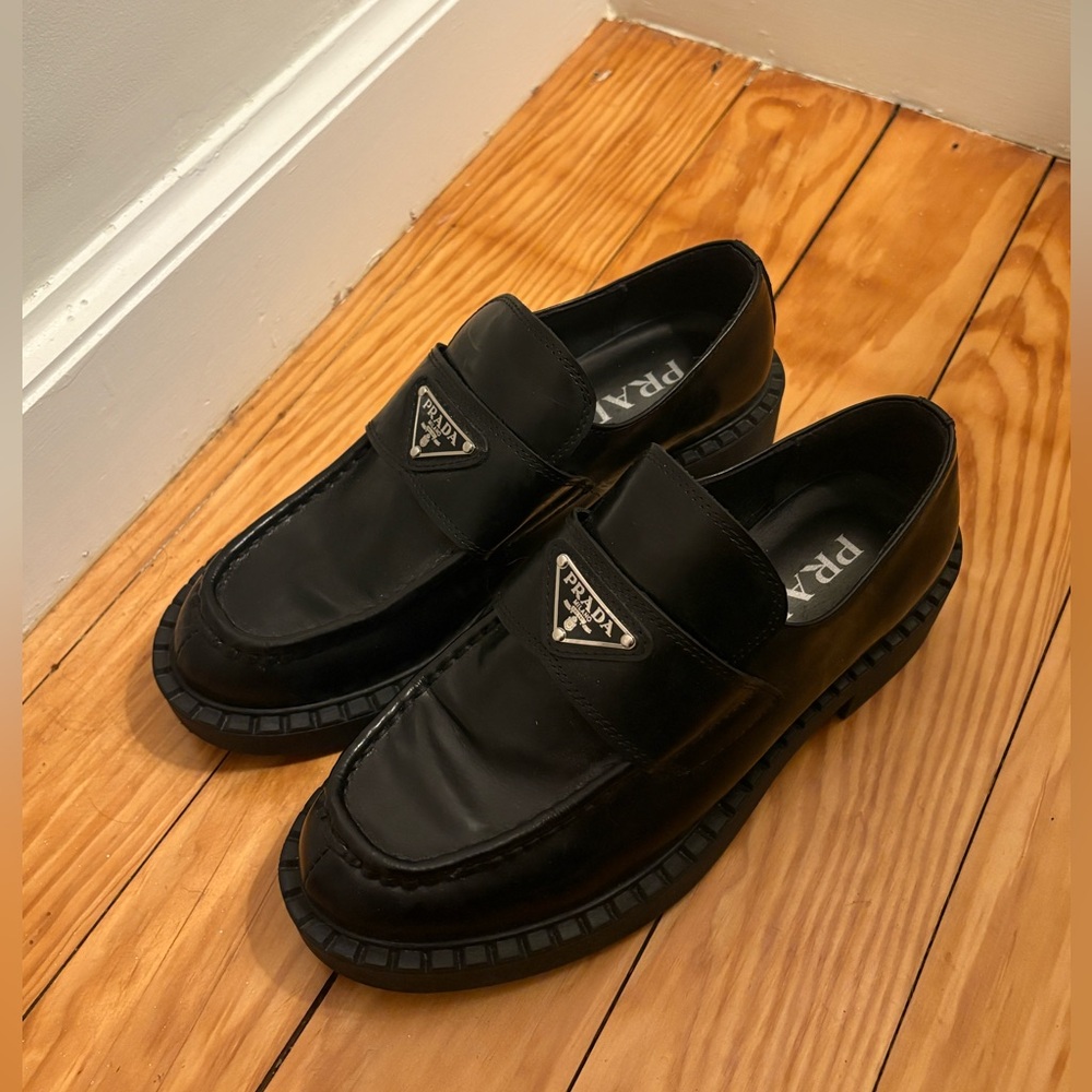 Brushed Leather Prada Loafers